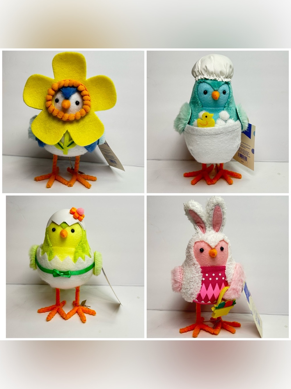 Spritz Featherly Friends Easter Birds Set of 4 Sprout Crackles Spring Decor NWT